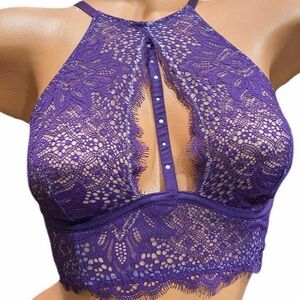 Victoria's Secret NWOT Sexy Purple Lace High-Neck Bralette